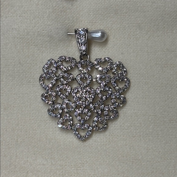 Jewelry - NEW Gorgeous Heart AAA CZ Pendant 925 Sterling Silver